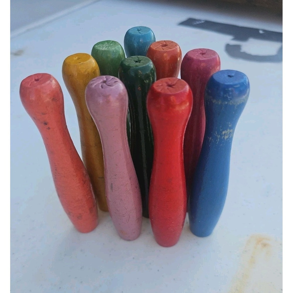10 Antique Vintage Old 1910-1930 Colorful Table Top Bowling Pins Game